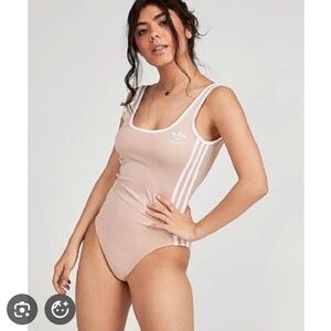 Adidas Women's 3 Stripes Bodysuit Nude Size Small